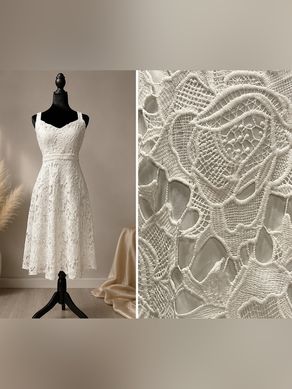 🤍 Brand New With Tags — Lulus Divine Beauty White Lace Midi Dress With Pockets